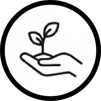 other services icon with hand and plant digital line art